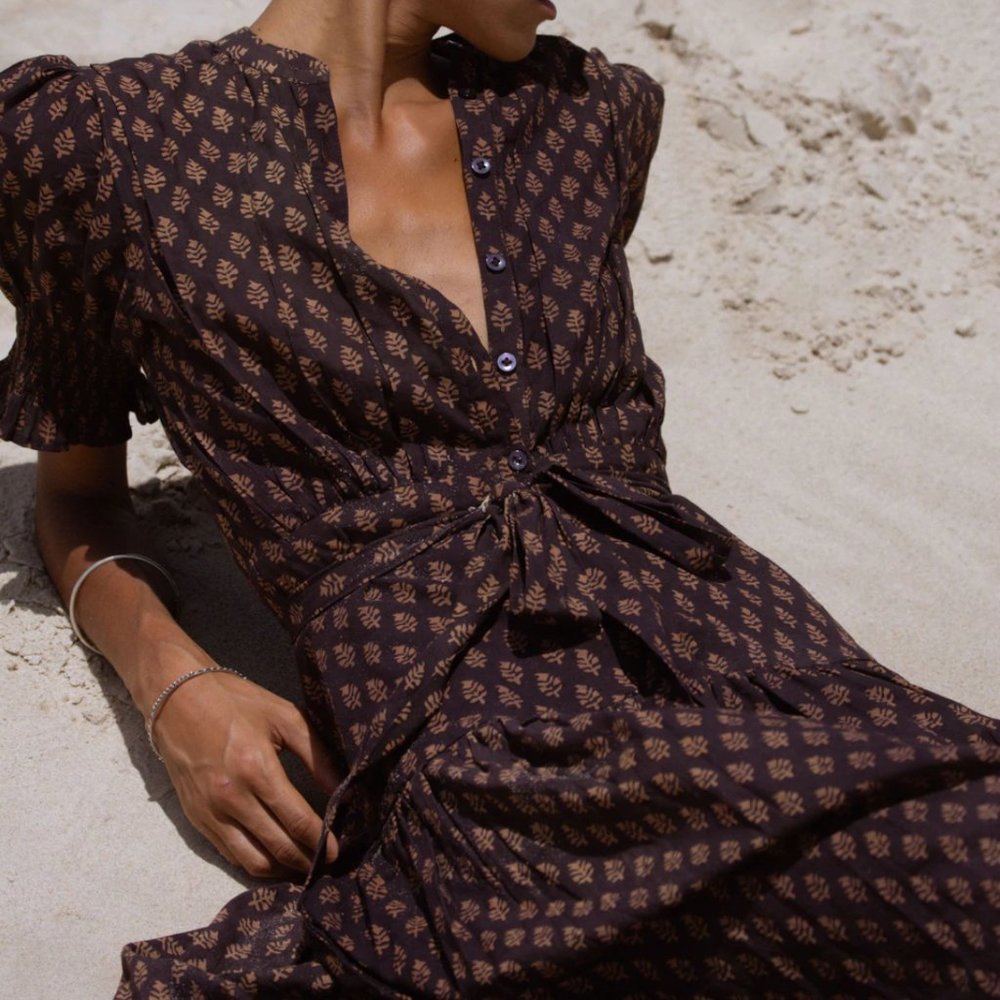 Daughters of India Prairie Dress in Coffee XS BNWT